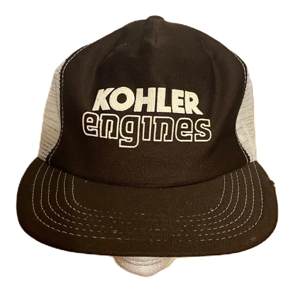 Vintage Kohler Engines Mesh Snap Back Trucker Hat 80s 90s Made in USA Brown